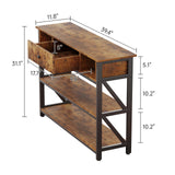 Mexin 39 Inch Console Sofa Table with Drawer, Entryway Table with Storage Shelves, Industrial Wood Hallway Table for Living Room Couch Foyer Kitchen Counter, Rustic Brown Mexin