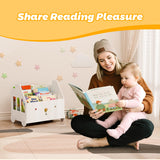 Jomzuci Wooden Kids Bookshelf, Toddler Montessori Bookshelf, Nursery Book Shelves with 4 Adjustable Dividers, Book Shelf for Kids Rooms, Nursery, Bedroom, Classroom and Playroom Storage Jomzuci