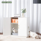 Gitelsnour Litter Box Enclosure, 30.9'' High Large Litter Box Furniture, Modern Cat Litter Box Enclosure with Hidden Storage, Side Table, End Table, White GCLB003WT Gitelsnour