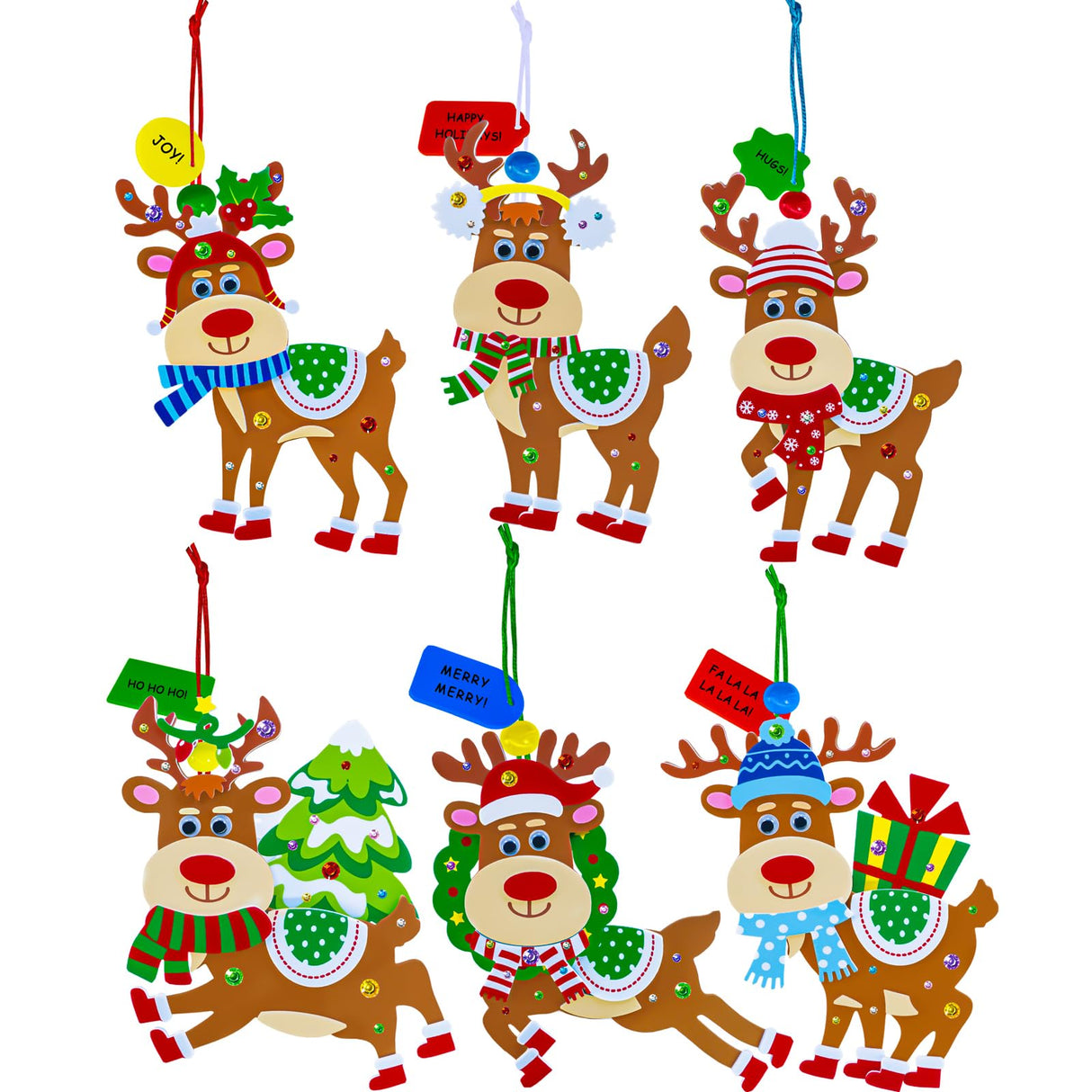 Winlyn 24 Sets Christmas Craft Kits Winter Crafts DIY Xmas Reindeer Ornaments Decorations Festive Foam Stickers Christmas Arts and Crafts for Kids Holiday Home Classroom Art Activities Party Favors Winlyn
