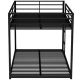 Bellemave Metal Bunk Bed Full Over Full, Low Profile Bunk Bed Frame with Ladder & Full Length Guardrail, Space-Saving Twin Size Bed Frame for Kids Teens, No Box Spring Needed (Black) Bellemave