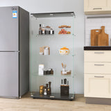 Glass Display Cabinet with Locks,64.7 inch Curio Cabinet with Glass 2 Doors,2 Columns Glass Cabinet/Display Case/Bookshelf for Living Room Reading Room Office Homfii