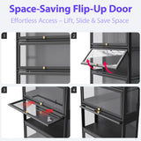 BONITURE Display Cabinet with Acrylic Glass Doors,5-Tiers Curio Cabinet with LED Lighting for Collectibles, Collectibles Toy Organizers Rack & Display Shelf Display Case Storage Cabinet, Black BONITURE