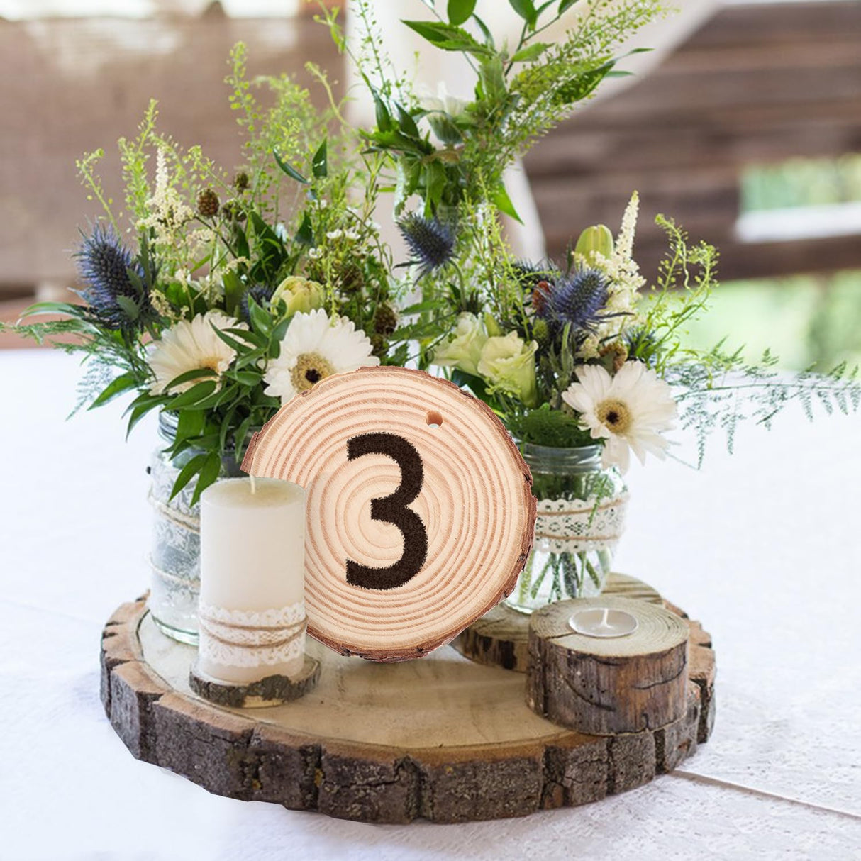 80 PCS 3.2-3.6inch Unfinished Wood Slices, Natural Wood Slices, Predrilled with Hole Wood Slice for DIY Arts Craft Christmas Ornaments GNIEMCKIN