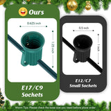 Brightever Commercial 500 FT C9 Christmas LED Lights String Outdoor, E17 Christmas Light Sockets Set Spool, C9 Sockets Patio String Lights C9 Strands - 12 Spacing Intermediate Base Green Wire Brightever