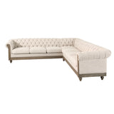 Ball & Cast 104" Sectional Couch L Shape Sofa W/Wood Legs,Leather Corner Couch W/Tufted Backrest & Metal Rivets,6 Seat Sofa W/Rolled Arm,for Living Room,Apartment,Office,Beige Ball & Cast
