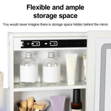 cdar Makeup Vanity Desk with Mirror and Lights, Multifunctional 3 Colour Light Modes Bedroom Dressing Table wih Drawers Shelves Chair Wooden Handles cdar