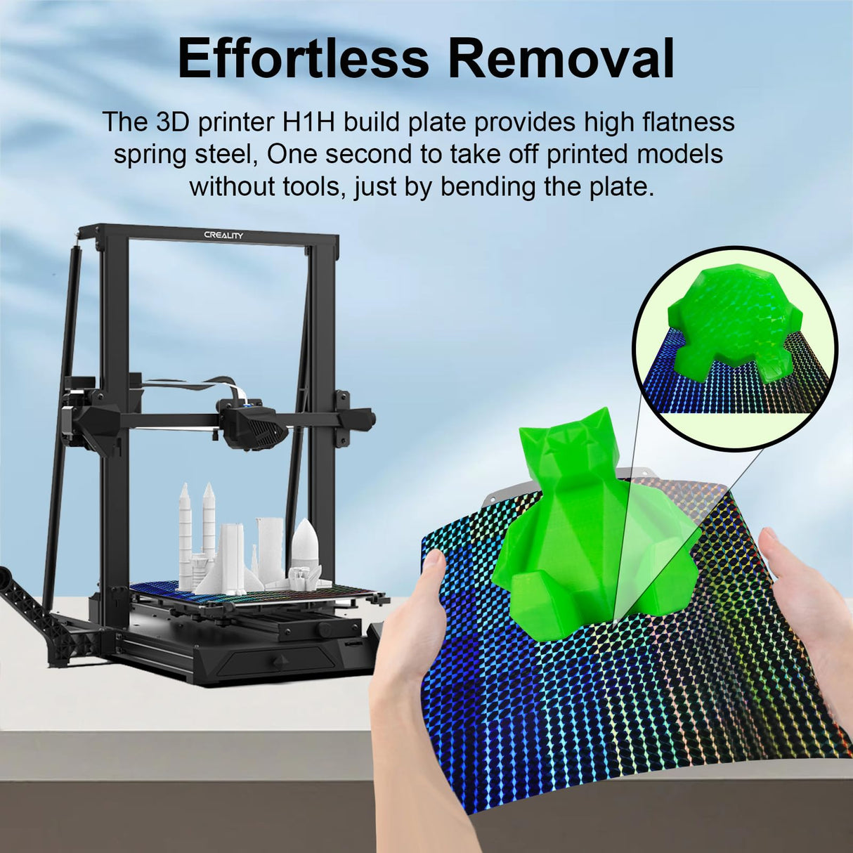 IdeaFormer-3D H1H Spring Steel Sheet with Magnetic Build Plate for Artillery Sidewinder X1/X2 for Creality CR-10/CR-10S Anet A8 Plus, Light Beam+Phantom H1H Print Bed 310x310mm 3D Printer Platforms IdeaFormer-3D