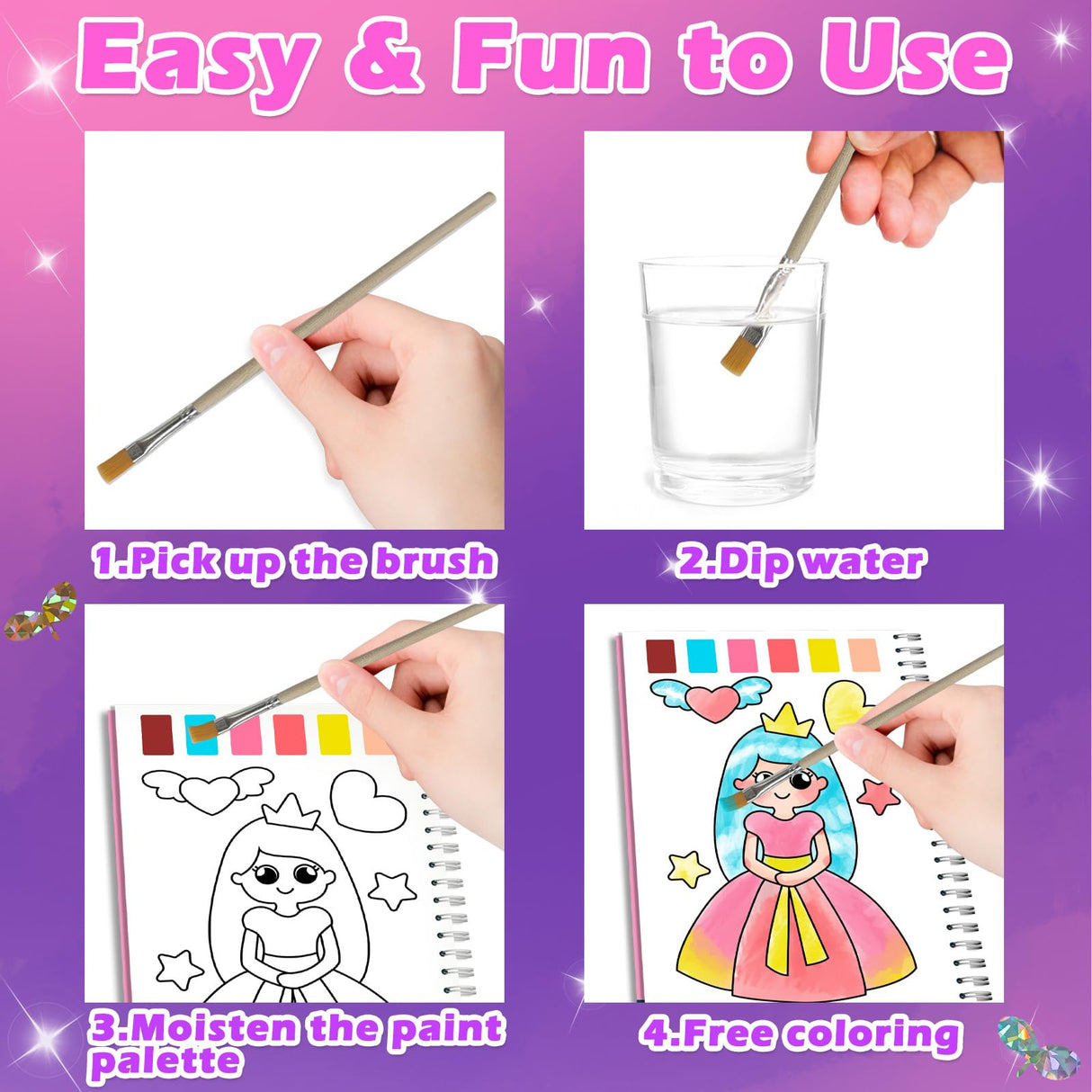 SOOVSY Foil Art Fun & Craft Activity Toys Kit, Foil Animals Crafts Children Fun DIY Creative Toy of The Year, No Mess Art Kits for Kids, Gift for Boys Girls Ages 4, 5, 6, 7, 8, 9 (Princess&Coloring) SOOVSY