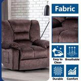 Fabric Lazy Boy Recliner Chair for Bedroom, Manual Reclining Chairs for Adults，Brown Recliner Chair with Adjustable Backrest & Foootrest/Overstuffed Cushion, Havy Duty (Brown) HRVEOCEI
