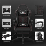 Gaming Chair, Computer Office Chair with Footrest, 155° Reclining Chair, Ergonomic High Back Computer Chair with Headrest and Lumbar Support for Adults and Kids (Black) Gamtimer