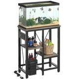 Becuddler 10 Gallon Fish Tank Stand with Charging Station, 20 x10 Metal Aquarium Stand with 3-Tiers Adjustable Storage Shelves, 6-Legs Reptile Terrarium Stand, 264 LBs Becuddler
