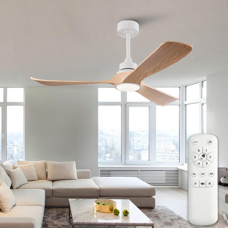 XBIBI 52 Inch Ceiling Fans with Lights and Remote,Memory Function,6-speed Reversible DC Motor,3 ABS Blades,Modern Indoor Outdoor Ceiling Fan with Light for Bedroom Patios Living Room Dinning Room XBIBI