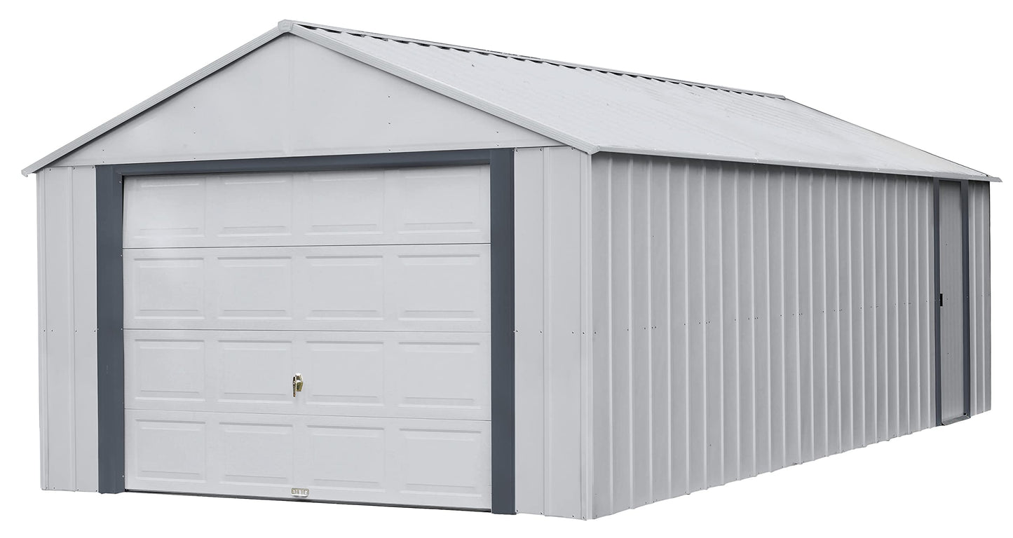 Arrow Shed 12' x 24' Murryhill Garage Galvanized Steel Extra Tall Walls Prefabricated Shed Storage Building, 12' x 24', Flute Gray - WoodArtSupply