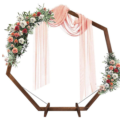 Wedding Garden Arch 7.2FT, Heptagonal Wood Arch for Wedding Ceremony, Wooden Wedding Arbor Backdrop Stand for Wedding, Outside, Parties, Garden, Wooden Arch Rustic Farmhouse Theme Decorations