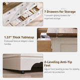 T4TREAM Farmhouse 7 Drawers Dresser for Bedroom, 54" Wide Wood Rustic Chest of Drawers w/Roman Column, Wooden Storage Dressers Organizer for Bedroom, Living Room, Closet, Antique White T4TREAM