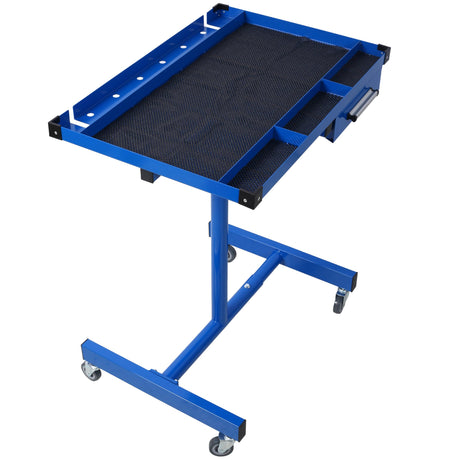 Adjustable Tear Down Work Table with Drawer, Rolling Workbench Work Table for Garages, Repair Shops, DIY, Portable 2.5" Swivel Casters, 220 Pound Capacity, Rubber Corners, Heavy Duty Steel (Blue, /) Generic