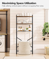 HOOBRO Over The Toilet Storage, 3-Tier Over Toilet Bathroom Organizer, Freestanding Above Toilet Shelf with Adjustable Feet, Space Saving, Easy to Assembly, Rustic Brown and Black BF63TS01 HOOBRO