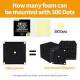 Focusound 300 Pack Yellow Point Double-Sided Adhesive Dots for Acoustic Soundproofing Foam Panels Focusound