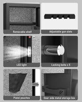 Gun Safe, 2 Rifle Gun Safe, Gun Safes for Home Rifle and Pistols, Quick Access Gun Cabinets with LED Light, Rifle Safe with Adjustable Gun Rack and Removable Shelf Riflewell