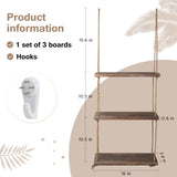 Nuanchu 2 Pieces Decorative Wall Hanging Shelves Window Shelf for Plants 3 Tier Distressed Rustic Home Decor Wood Rope Shelf Floating Indoor Wall Swing Hanging Plant Shelves for Living Room Bathroom Nuanchu