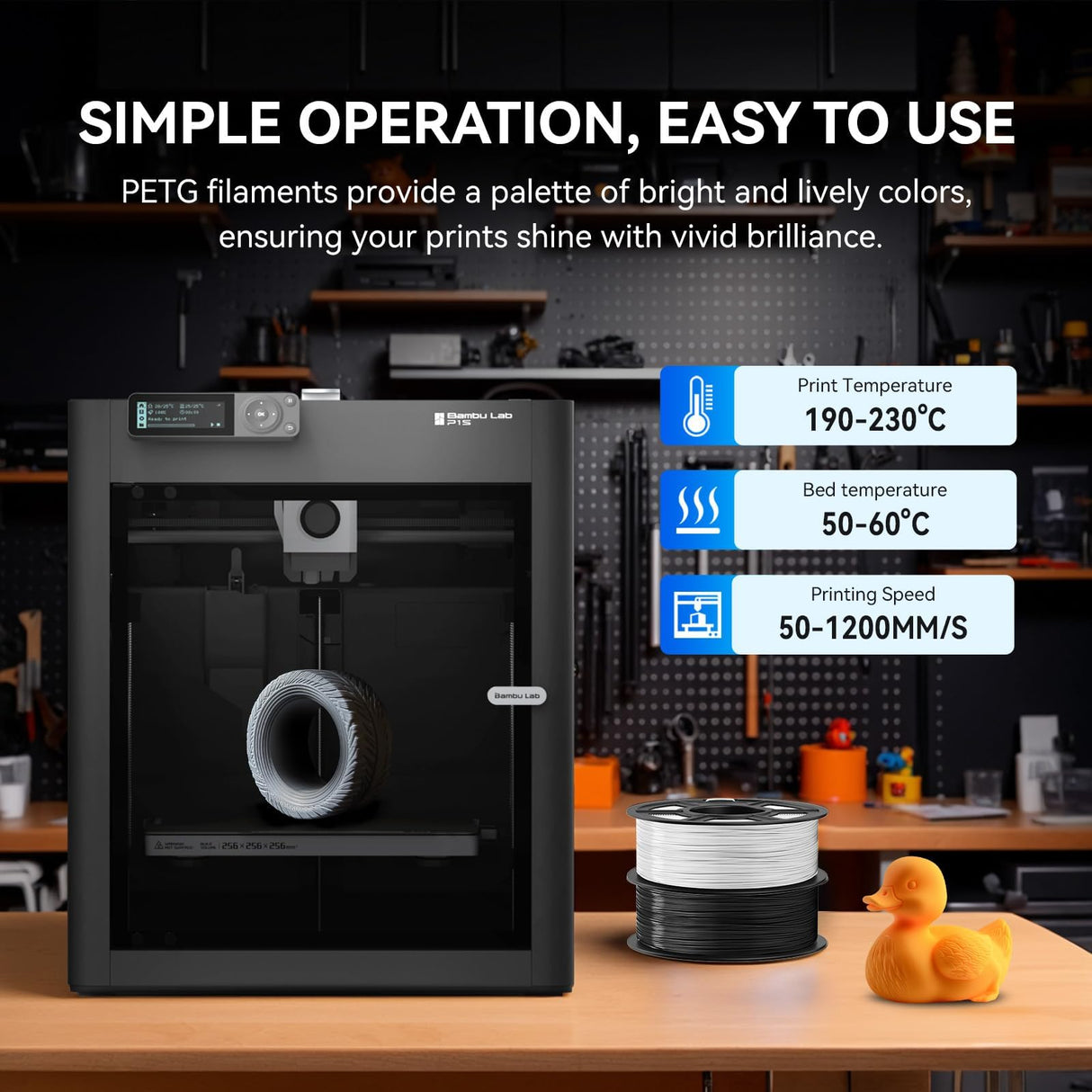 JAYO TPU 3D Printer Filament Bundle, 95A Flexible Soft TPU Filament 1.75mm, 250g Spool, 4 Rolls, 1kg in Total, Green+Orange+Red+Blue JAYO