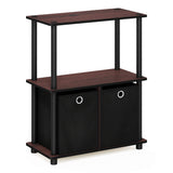 Furinno Go Green 3-Tier Multipurpose Storage Shelf with Bins, Dark Cherry/Black Furinno