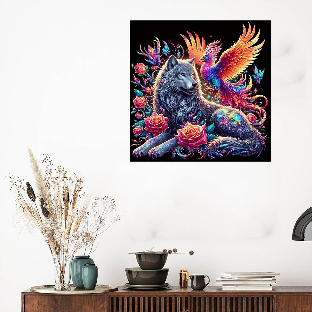 Lophomie Diamond Art Kits for Adults, 5D DIY Wolf Diamond Painting Kits for Adults Beginners, Diamond Dots Kits Gem Arts Crafts for Home Wall Decor 14x14 Inch Lophomie