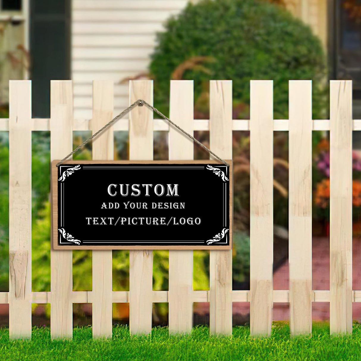 Dacawin Custom Sign Personlized Wood Sign for Door Add Your Text Picture Logo to Design Your Personal Signs Customizable Wooden Wall Door Plaque for Home Business Office Decor 6x12 Inch Dacawin