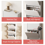 OPTYMIRA Metal Shoe Storage Cabinet with 3 Flip Drawers,White Wall Mount Slim Shoe Organizer for Entryway, Narrow Hidden Shoe Storage Rack for Hallway,Living Room, 40.98”*20”*6.69” OPTYMIRA