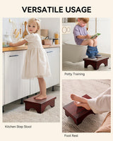 ECROCY Step Stools for Adults Pre-Assembled, Sturdy Foot Stool Lightweight, Portable Wood Step Stool Attractive, Solid Wooden Step Stool with Smooth Finish, Bed Steps for High Beds for Adults ECROCY