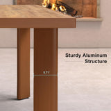 PURPLE LEAF 9 Pieces Dining Set Patio Metal Rectangular Table and Wicker Rattan Chairs for Outside Porch Garden Kitchen Modern Outdoor Furniture Sets PURPLE LEAF