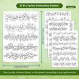 BENECREAT 4 Style 27Pcs Flower Border Water Soluble Hand Sewing Stabilizers, Long Rattan Flowers Tear Away Water Soluble Embroidery Patterns for Carves, Shirts, Coats, Bags, Towels BENECREAT