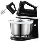 2 in 1 Hand Mixers Kitchen Electric Stand mixer with bowl 3 Quart, electric mixer handheld for Everyday Use, Dough Hooks & Mixer Beaters for Frosting, Meringues & More (Black) Cozeemax