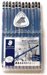 Staedtler Mars Lumograph Pencil Set – 12 Premium Graphite Drawing Pencils (6H-8B) with Sharpener & Dust-Free Eraser – Professional Sketching & Shading Kit for Artists, Designers & Students STAEDTLER