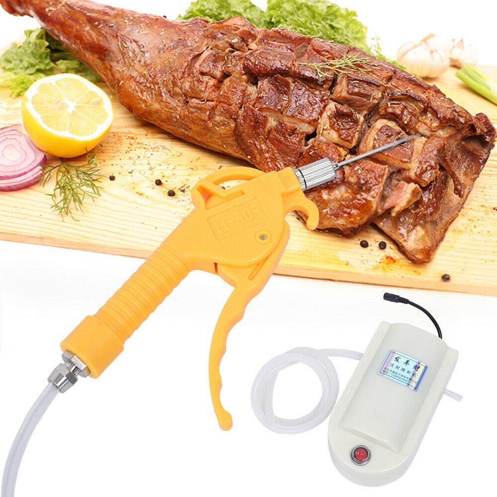 RibasuBB Marinade Meat Injector Pump, 50W Electric Meat Saline Syringe Pump Injector Meat Marinated Processor Kitchen Tool (Double Gun) Gdrasuya10