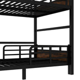 Full Over Full Bunk Bed with Headboard and Full Length Guardrail, Separable Bunk Bed Full Size, Heavy Duty Bunk Beds Can Turns Into Loft Bed and Platform Bed, Black Bellemave