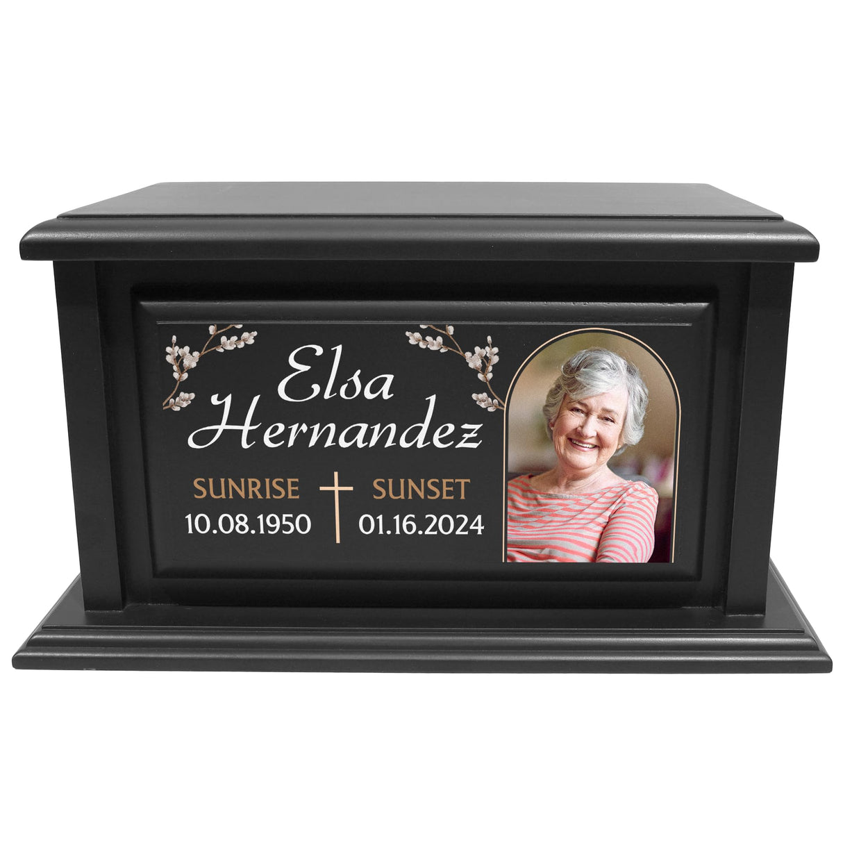 Personalized Solid Wood Human Urns for Ashes 250lbs, Custom Urn Box for Human Ashes, Large Burial and Cremation Urns for Ashes, Black Wood Color (Design 10) Basic Fundamentals