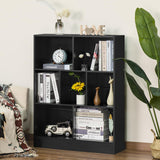 YAHARBO 7 Cube Black Wooden Bookshelf - 3 Tier Modern Organiser for Home and Office YAHARBO