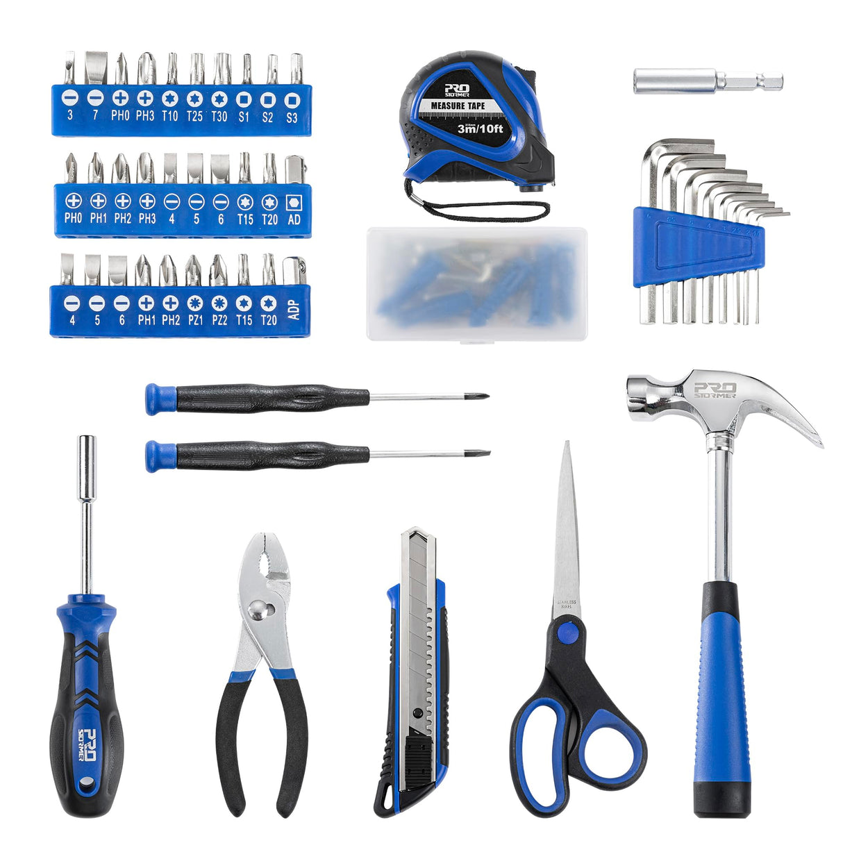 Prostormer 93-Piece Tool Kit, Basic Household Repair Tool Set with Toolbox Storage Case, Small Starter Tool Box Kit for Homeowners and College Students Prostormer