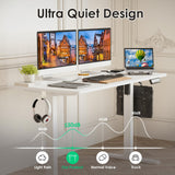 STARY Electric Adjustable Height Sit Stand Home Office Desk with Splice Board, 48x24, White Desktop/White Frame STARY