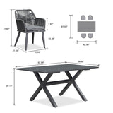 PURPLE LEAF 5 Pieces Outdoor Dining Set All-Weather PE Rattan Outdoor Patio Furniture Set with All Aluminum Frame Rectangular Table and Chairs Set for Lawn Garden Backyard Deck, Grey PURPLE LEAF