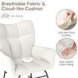 Skandiquip Nursery Rocking Chair, Rocking Chairs for Nursery, Baby Rocker Chair, Glider Rocker, Anti-Tip Safety Design, 440 Lb Weight Capacity, Cotton Fabric Cover, White Skandiquip