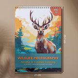 Adult Coloring Books Spiral Bound Page One Sided Design Gifts Arts and Crafts with Relaxing Coloring Pages to Relax, Anxiety and Depression 24 Colorful of Wildlife Photography YJXIN