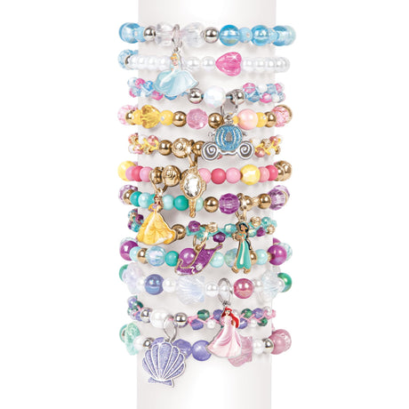 Make It Real: Disney Princess: Castle Style DIY Bracelet Kit - 332 pcs Jewelry Set, Create 12 Bracelets, 8 Exclusive Charms, Girls & Kids Ages 6+ Make It Real