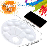 FANDAMEI Oval Paint Palette Tray, Plastic Paint Tray Palette, Painting Palette, Paint Tray Palettes Paint Pallets with Thumb Hole for Adults & Kids, for Painting or DIY Craft Class, White, 2 PCS Fandamei