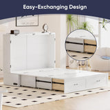 ijuicy Queen Size Murphy Bed with Foldable Foam Mattress, Cube Cabinet Bed with Multifunctional Charging Station & Extra Large Storage Drawers, Space-Saving Hideaway Bed for Guests-Pure White ijuicy