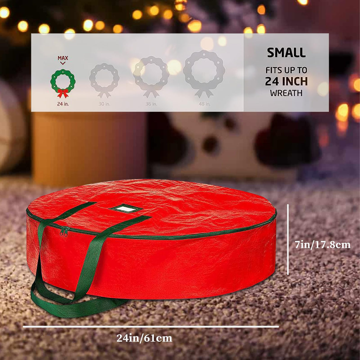 Christmas Wreath Storage Bag, 2 Pack 24" Xmas Wreath Storage Container, Garland Holiday Artificial Wreath Storage Holder with Heavy Duty Handles Dream Loom