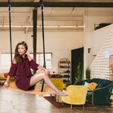 Wooden Tree Swing Adults Kids Indoor Outdoor Adjustable Rope Hanging Wood Swing Set with 2 Carabiner Hooks for Tree Branch Porch Patio Garden (22"x10") Favuit