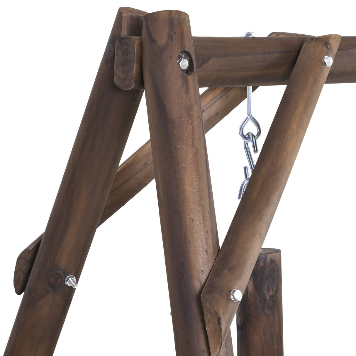 Outsunny 2-Seat Porch Swing with Stand, Wooden Patio Swing Chair Bench, for Garden, Poolside, Backyard, Carbonized Outsunny